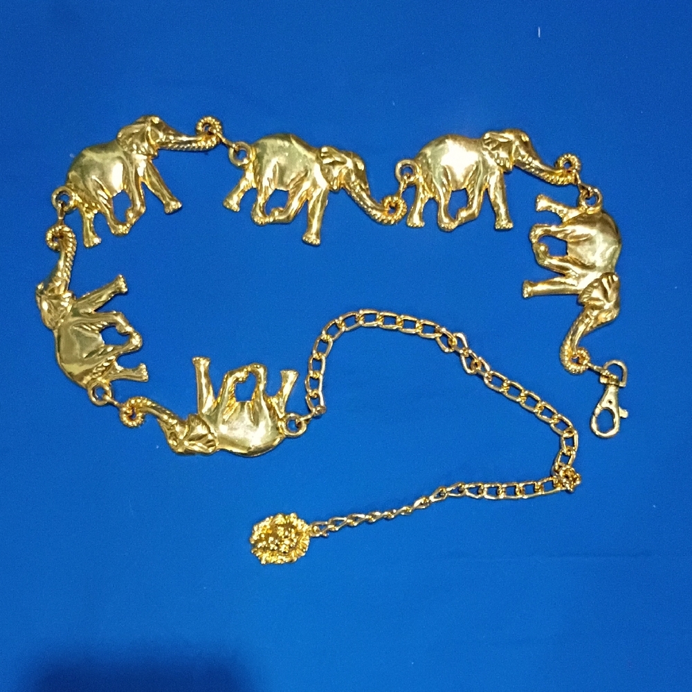 Rare Vintage 1990s Anne Klein Gold Elephant Belt